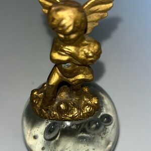 Paperweight clear glass ball with brass Chair Abe vintage highly collectible